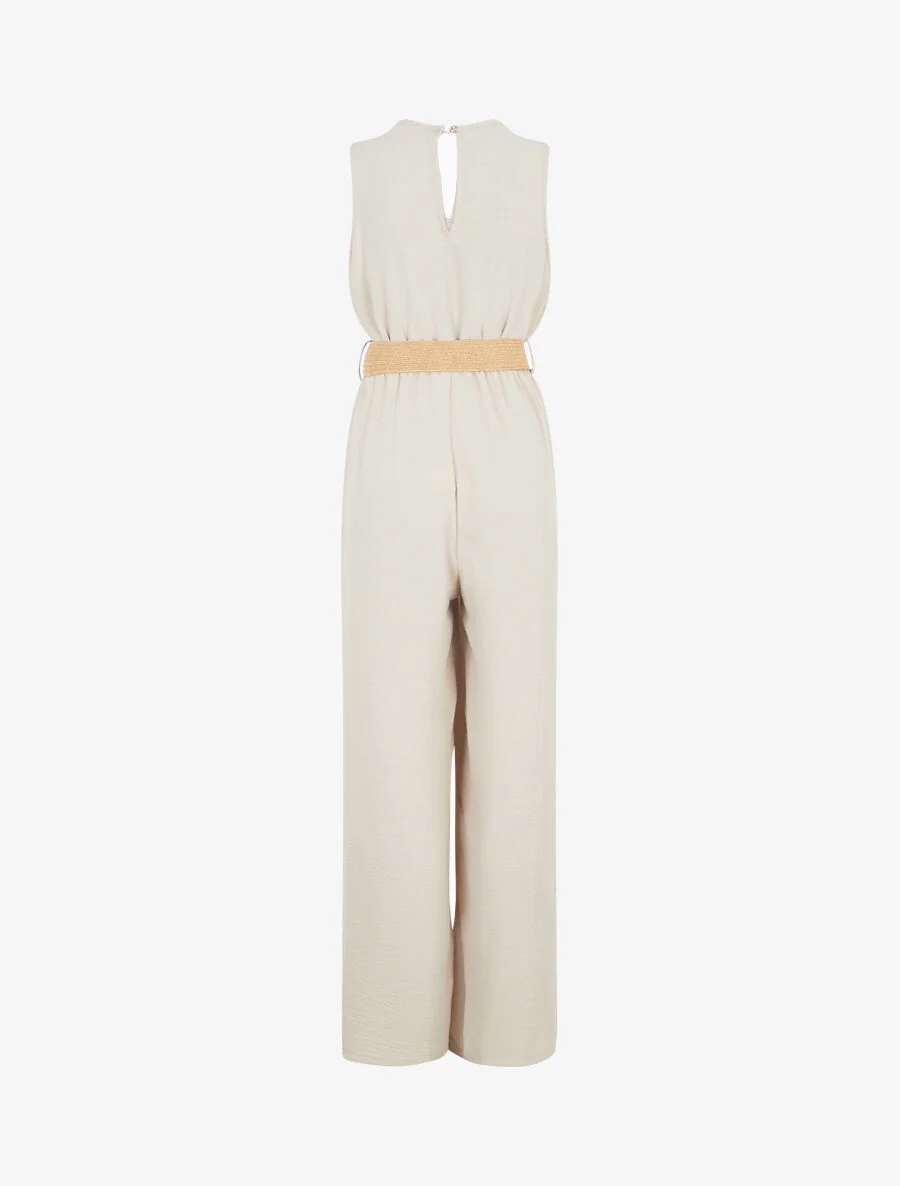Mouwloze jumpsuit zonder riem en recht model - beige - Image 2