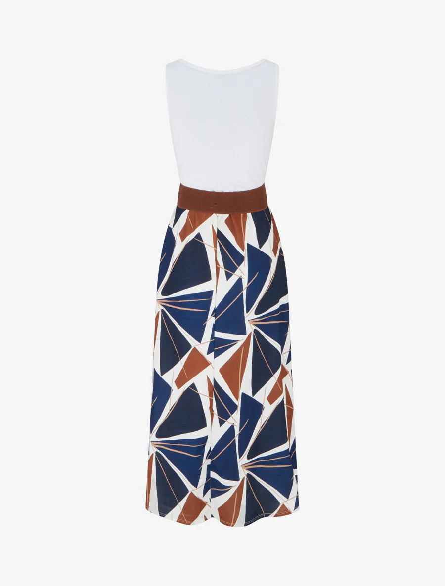 Mouwloze lange jurk met grafische print - Marine - Image 2