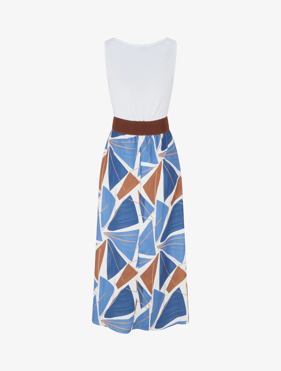 Mouwloze lange jurk met grafische print - Lichtblauw - Image 2