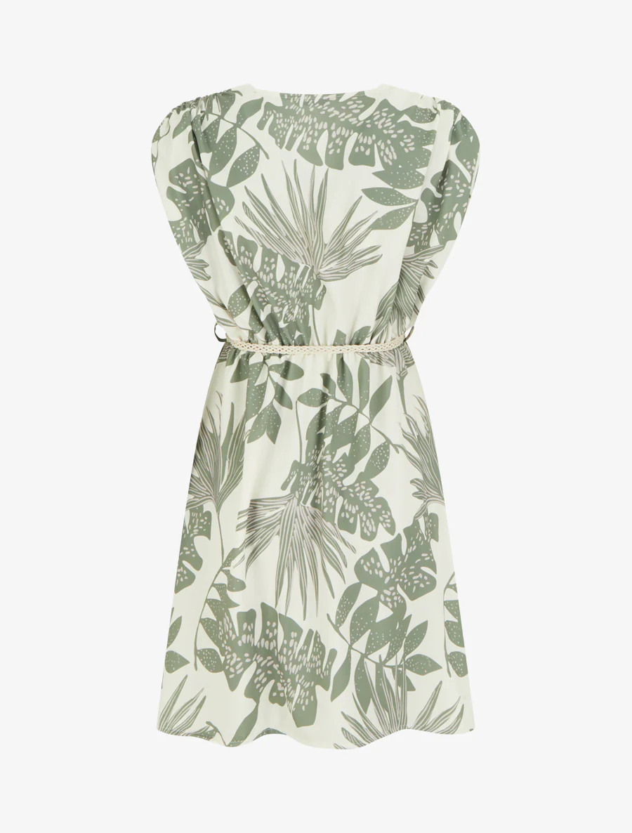 Mouwloze midi-jurk met tropische print - Kaki - Image 2
