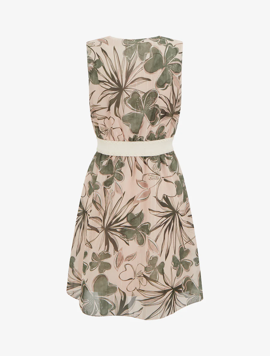 Mouwloze skaterjurk met bloemenprint - Kaki - Image 2