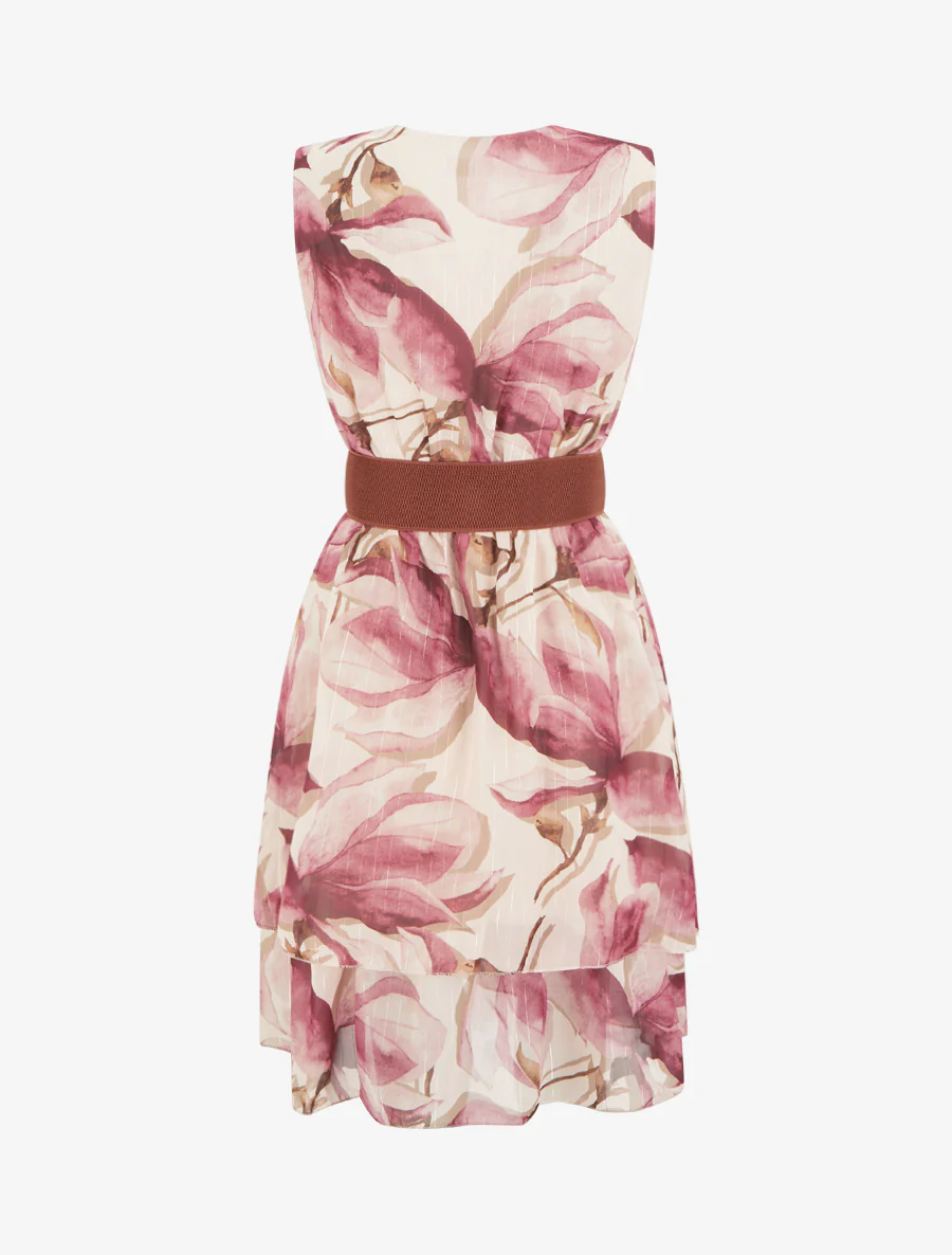 Mouwloze skaterjurk met grote bloemenprint - Oudroze - Image 2