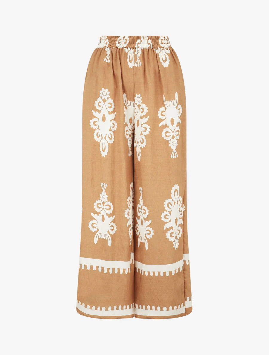 Mouwloze top en broek met ikatprint - Camel - Image 4