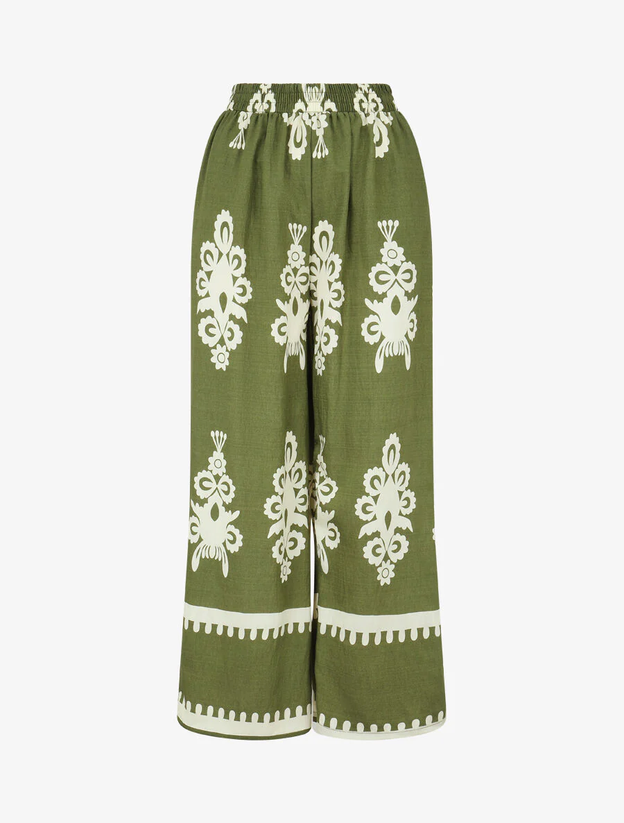 Mouwloze top en broek met ikatprint - kaki - Image 4