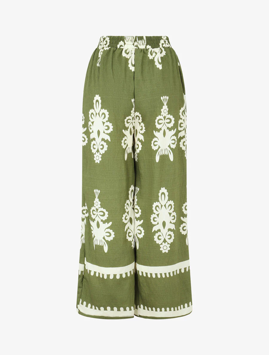 Mouwloze top en broek met ikatprint - kaki - Image 5