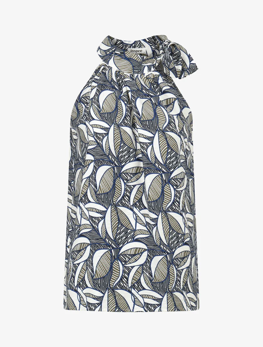 Mouwloze top en broek met waxprint - Marineblauw - Image 2