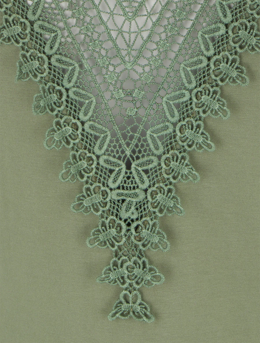 Mouwloze top met borduursel op de rug - Kaki - Image 3