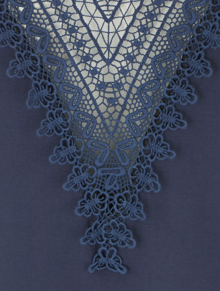 Mouwloze top met borduursel op de rug - Marine - Image 3