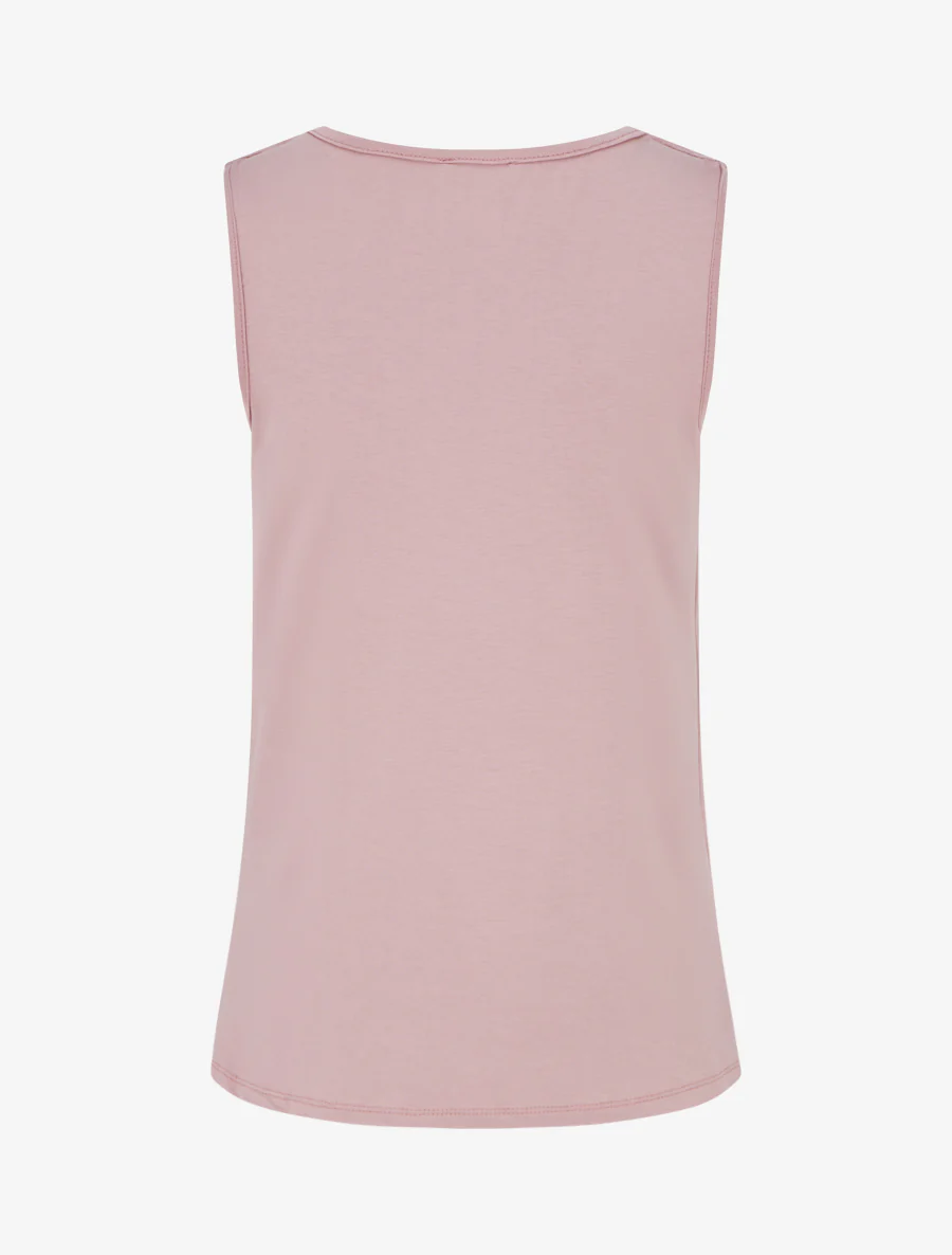 Mouwloze top met gelaagd effect en juweel - Roos - Image 2
