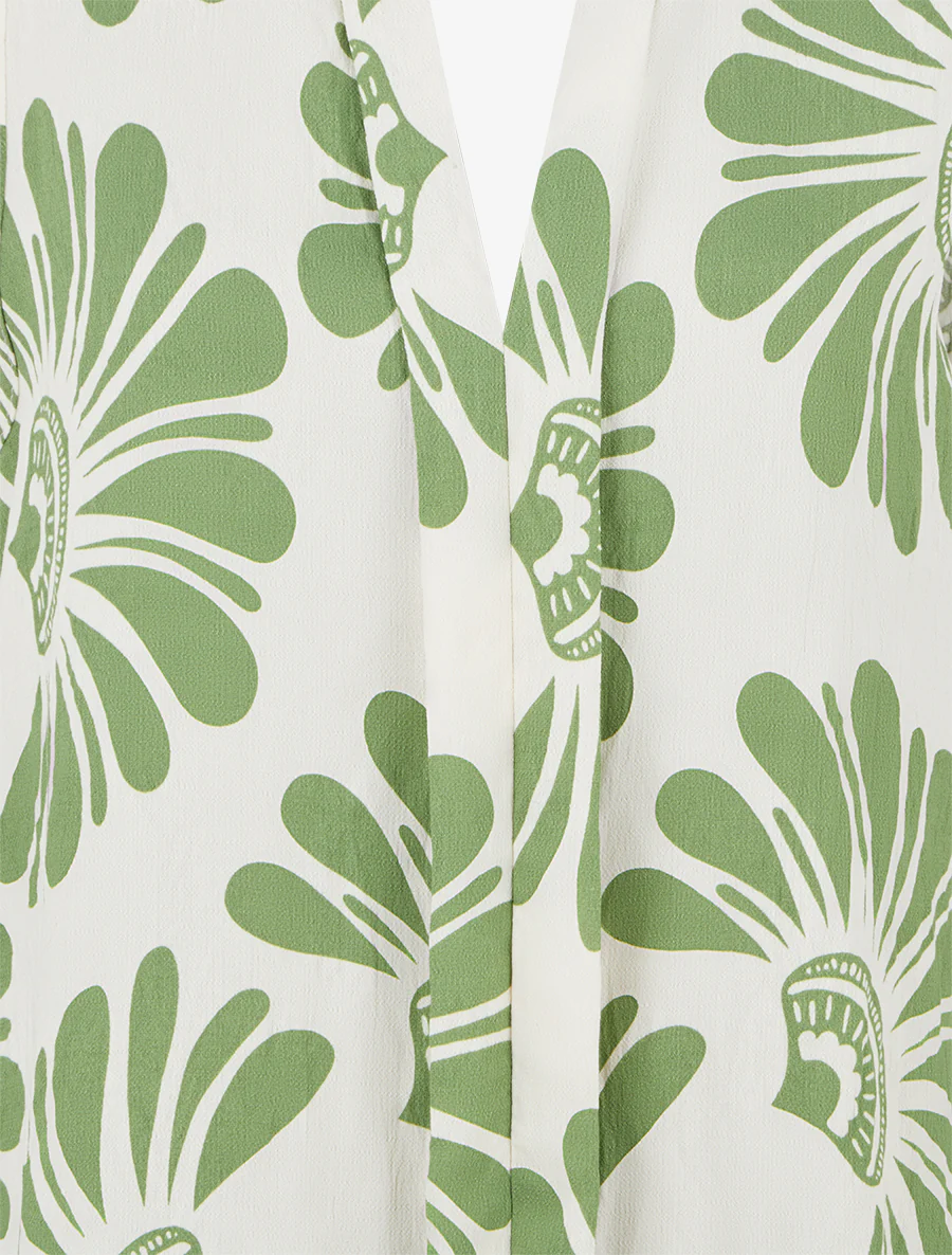 Mouwloze top met gestileerde bloemenprint - Groen - Image 3