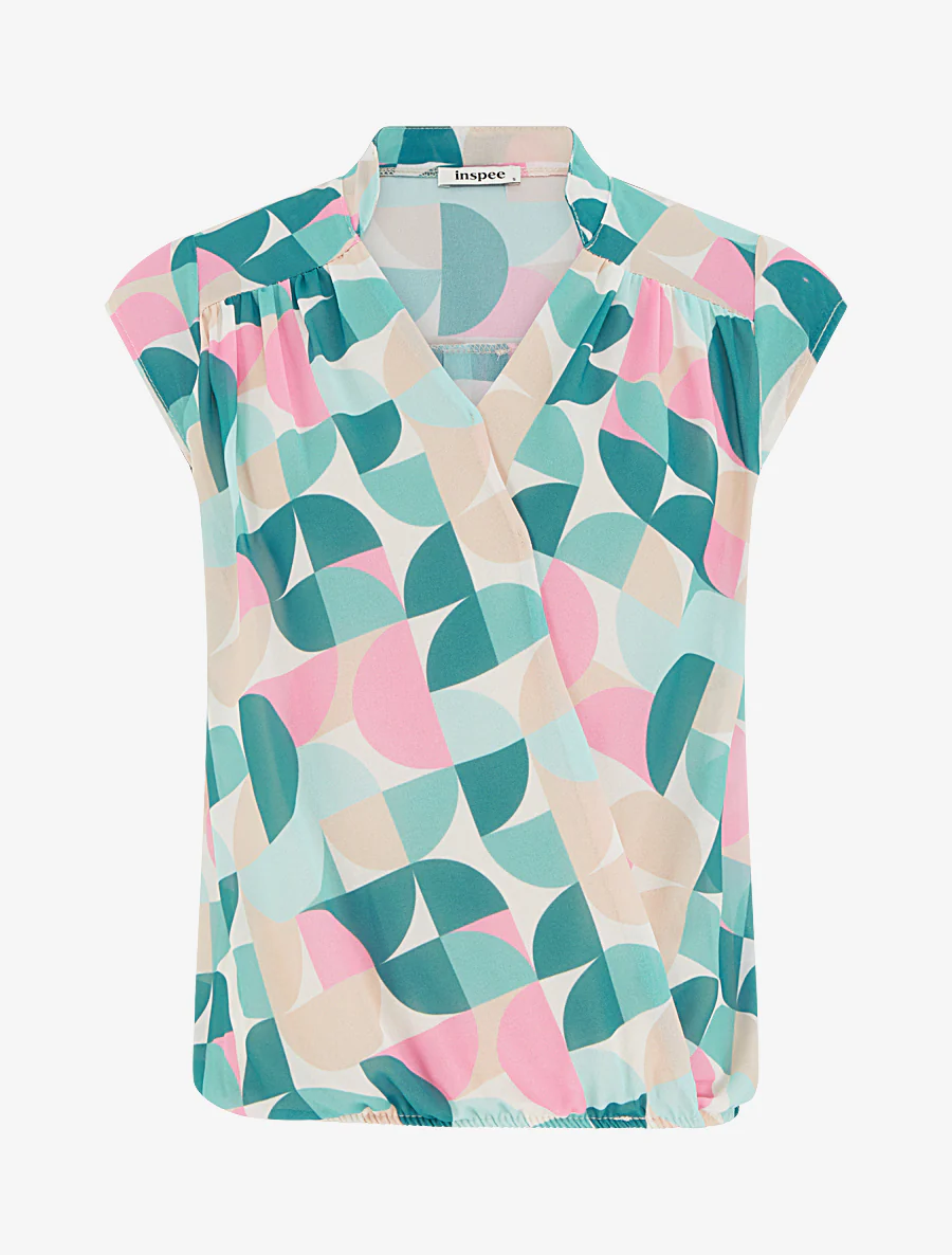 Mouwloze top met grafische print - Watergroen