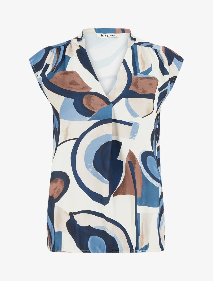 Mouwloze top met grafische print - Marine