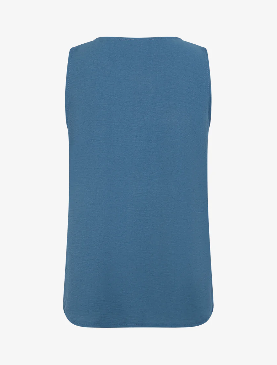 Mouwloze top met knopen aan de rechterkant - Donkerblauw - Image 2