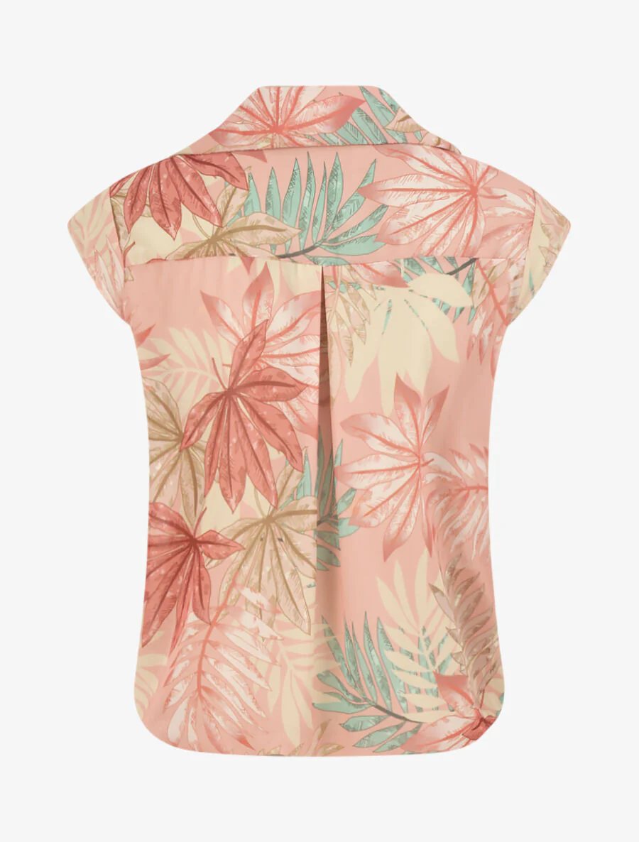 Mouwloze top met plantenprint - Roze - Image 2
