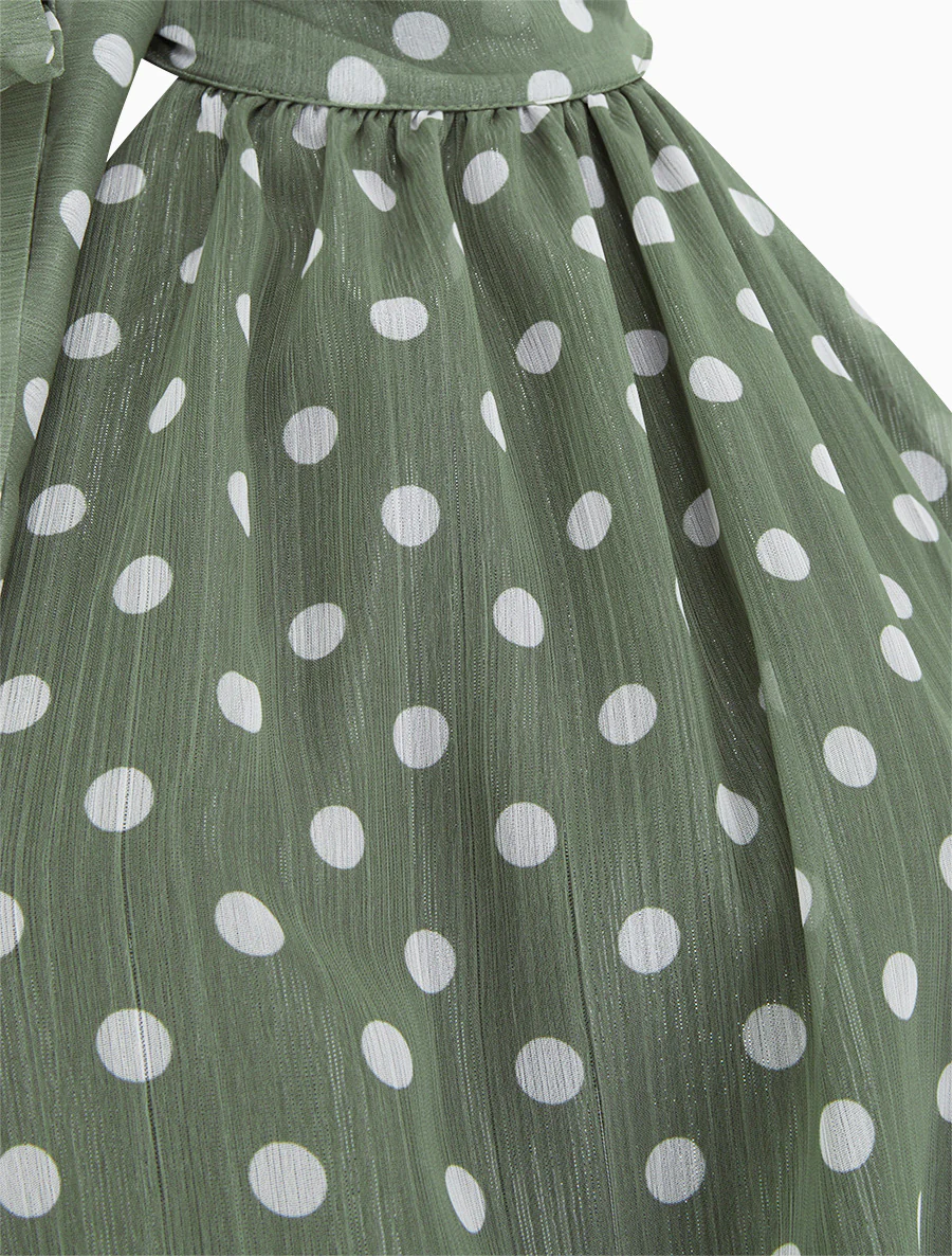 Mouwloze top met stippenprint - Kaki - Image 3