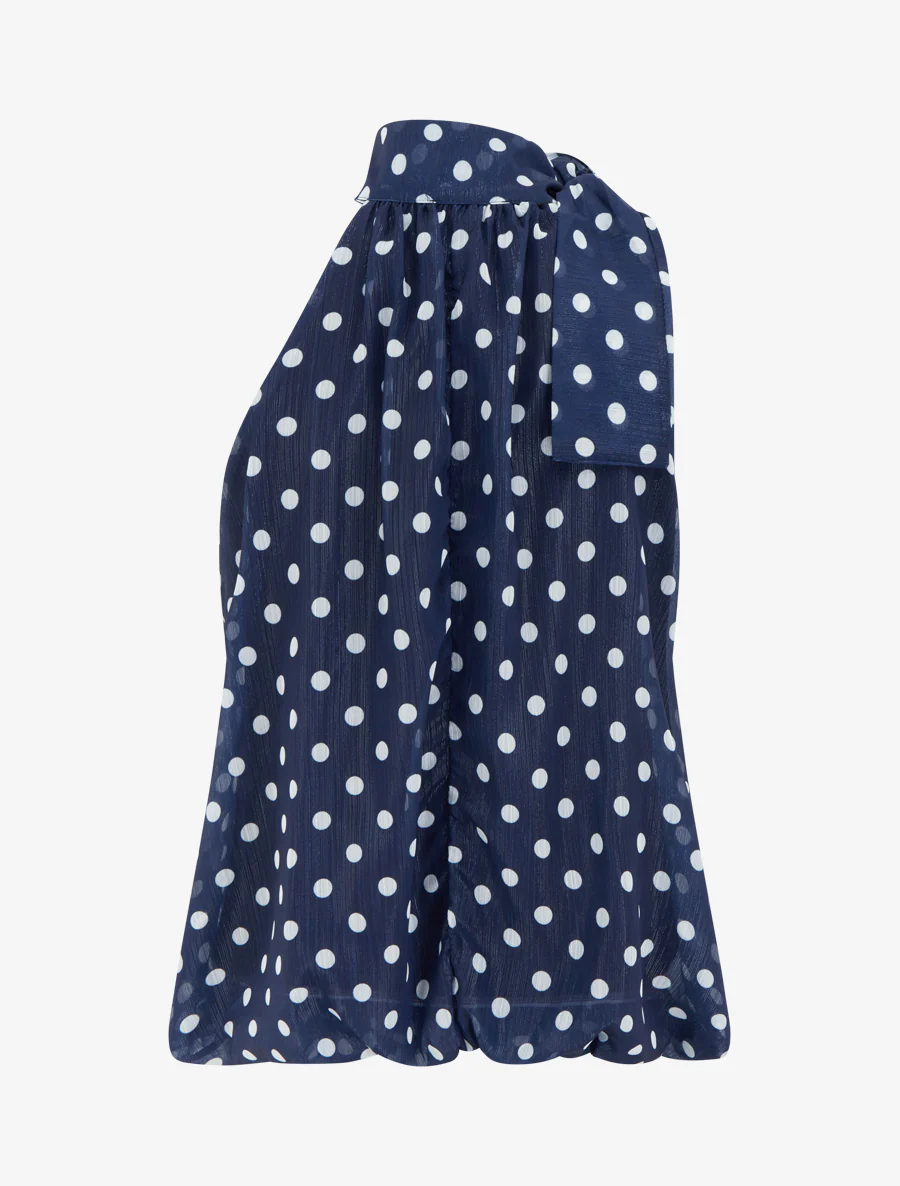 Mouwloze top met stippenprint - Marine - Image 2
