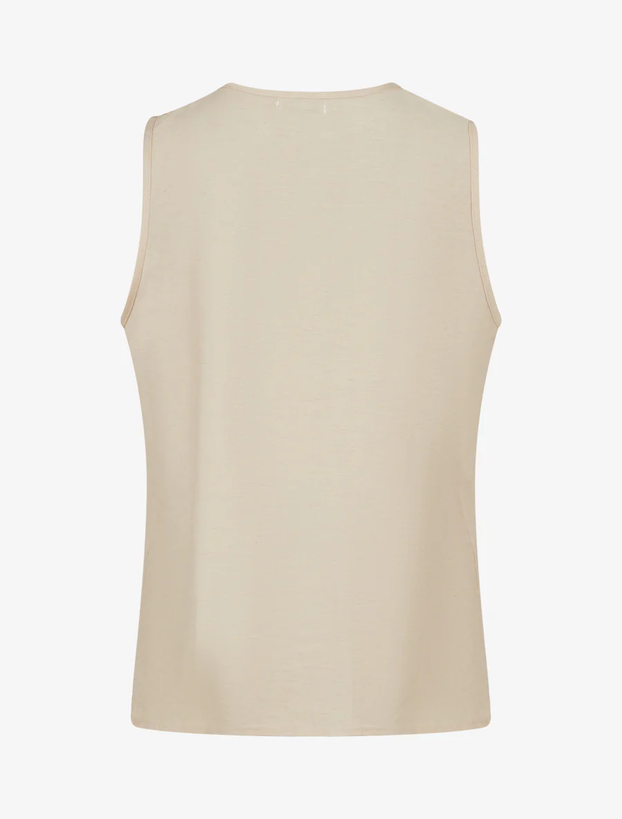 Mouwloze top met volantkraag en V-hals - Beige - Image 2