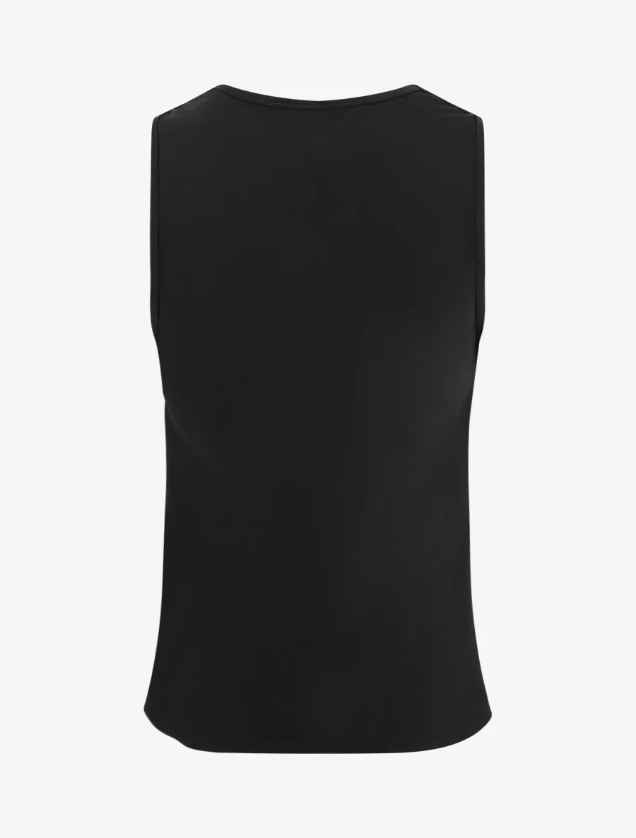 Mouwloze top met watervalhals en kant. - Zwart - Image 2