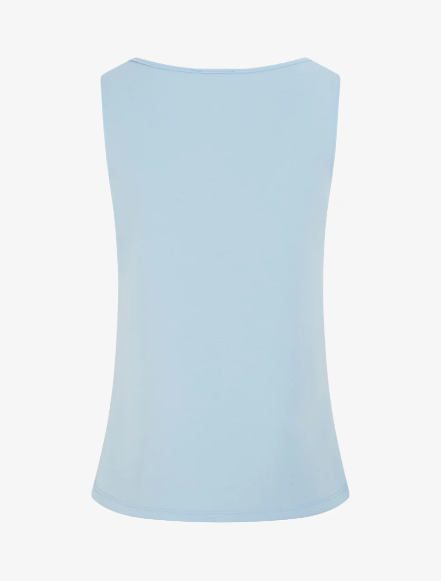Mouwloze top met watervalhals en sieraad - Lichtblauw - Image 2