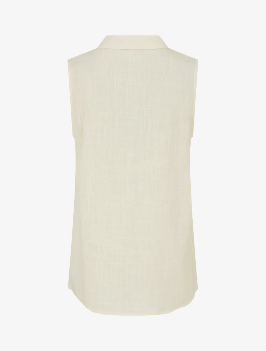 Mouwloze top van linnenmix, recht model - Beige - Image 2