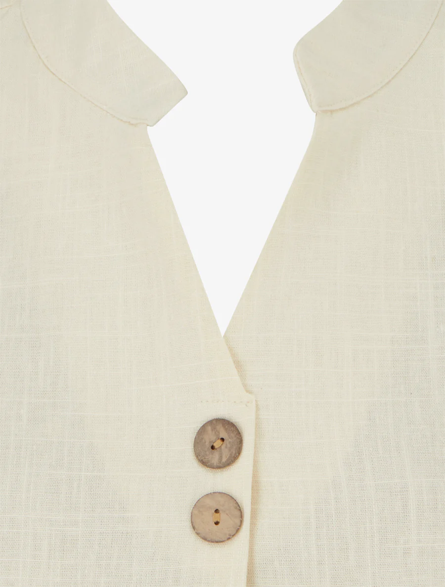 Mouwloze top van linnenmix, recht model - Beige - Image 3