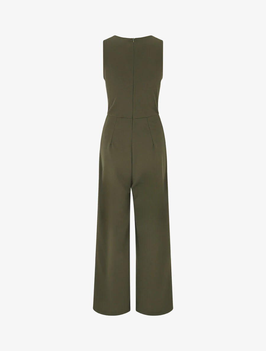 Mouwloze. uitlopende jumpsuit - Kakigroen - Image 2