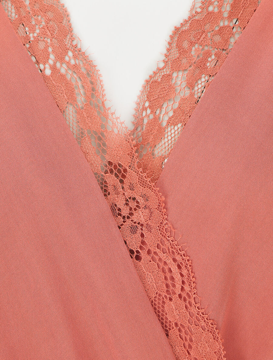 Mouwloze wijde jumpsuit met overslag - Oudroze - Image 3