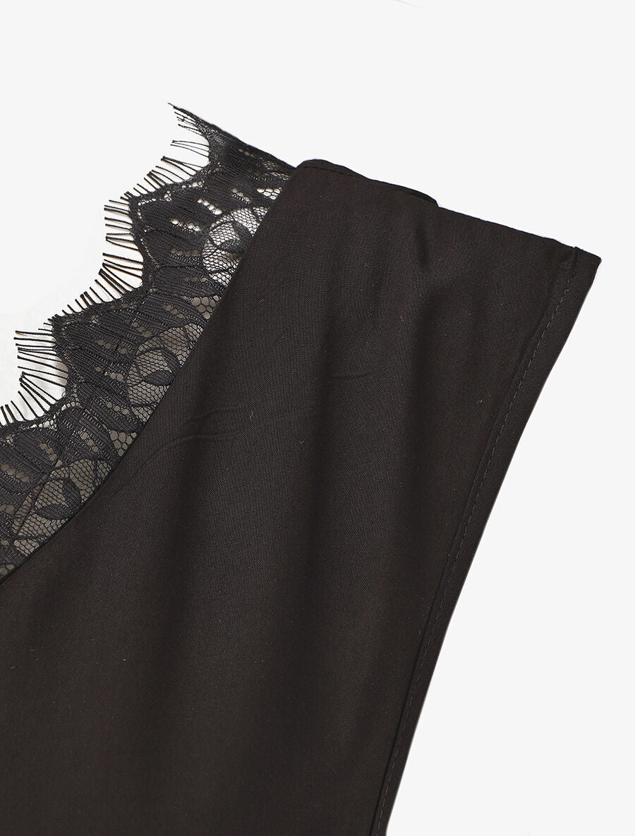 Mouwloze wijde jumpsuit met V-hals - zwart - Image 3