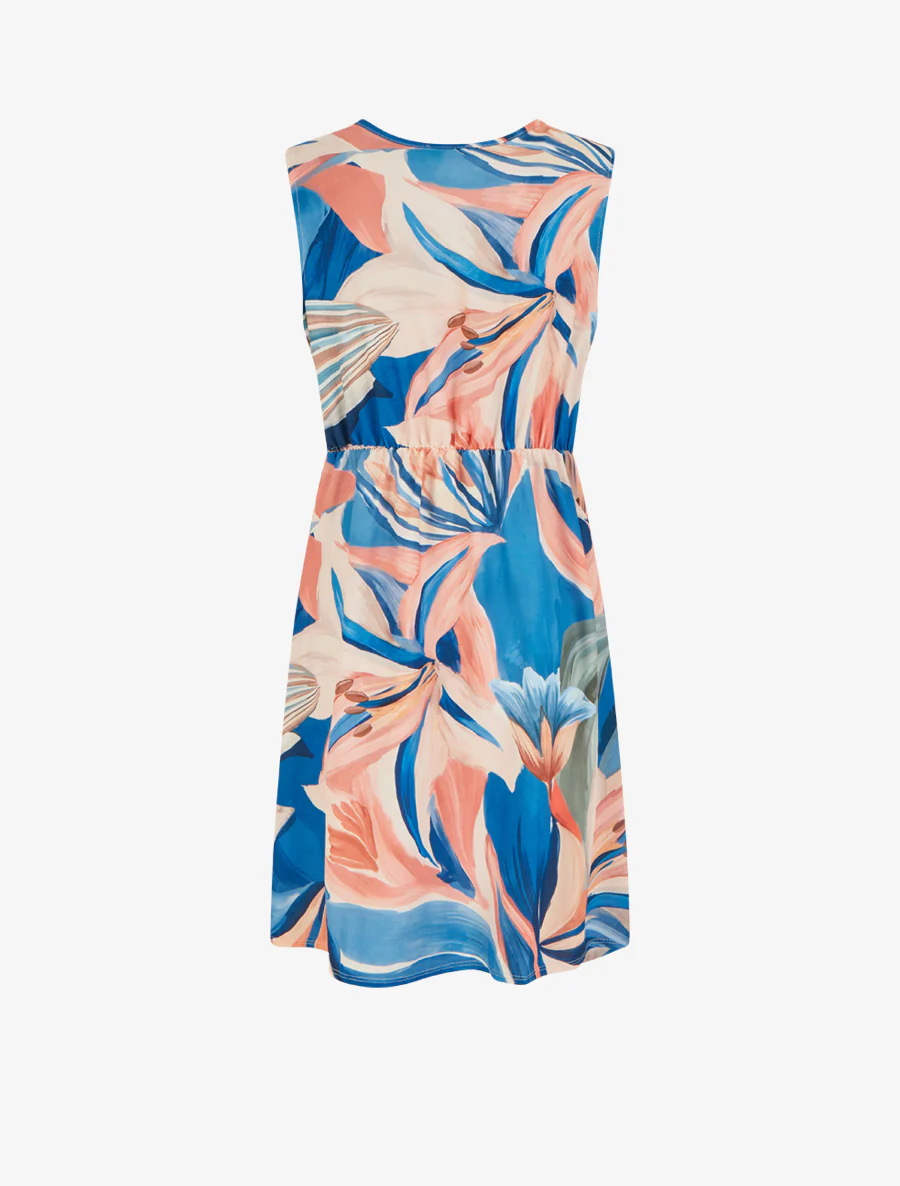 Mouwloze wikkeljurk met leliebloemenprint. - Donkerblauw - Image 2