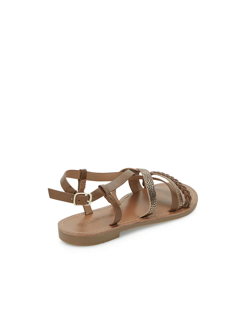 Textuur sandalen - camel - Image 4