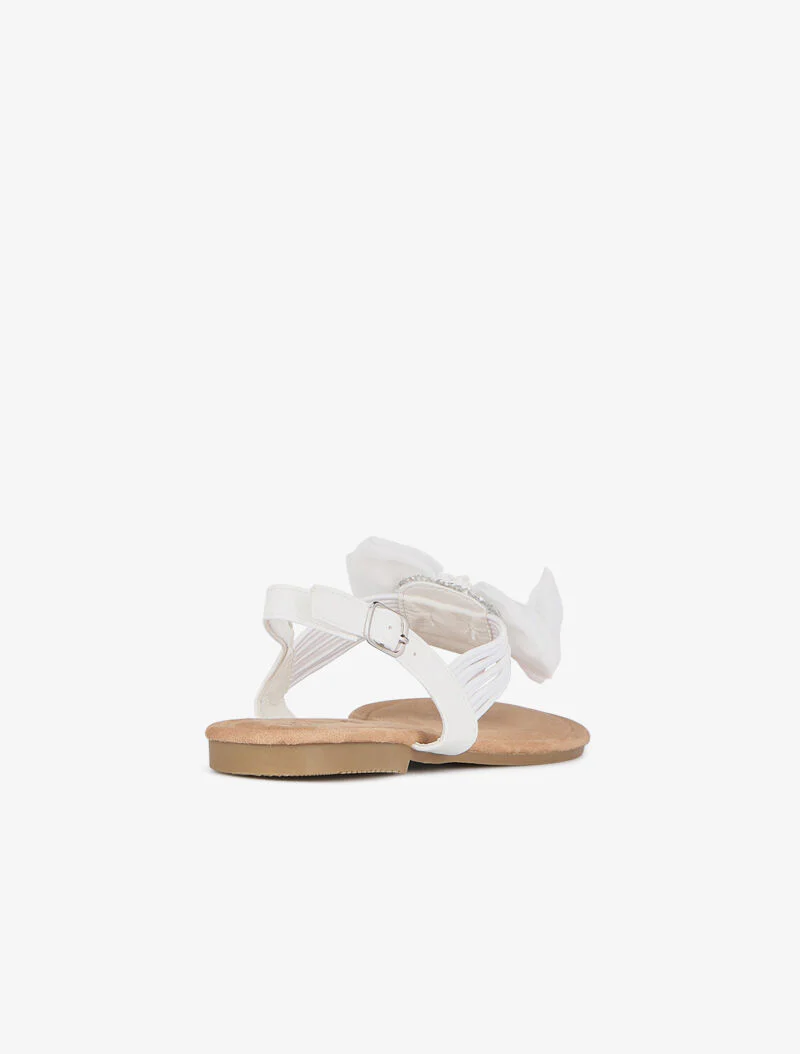 Strass sandalen en met strik - wit - Image 5