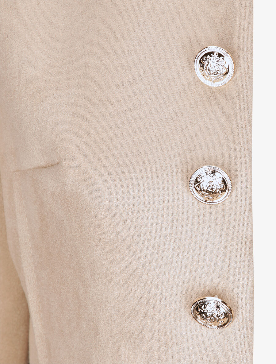 Getailleerd officiersjasje in suèdine - Beige - Image 3