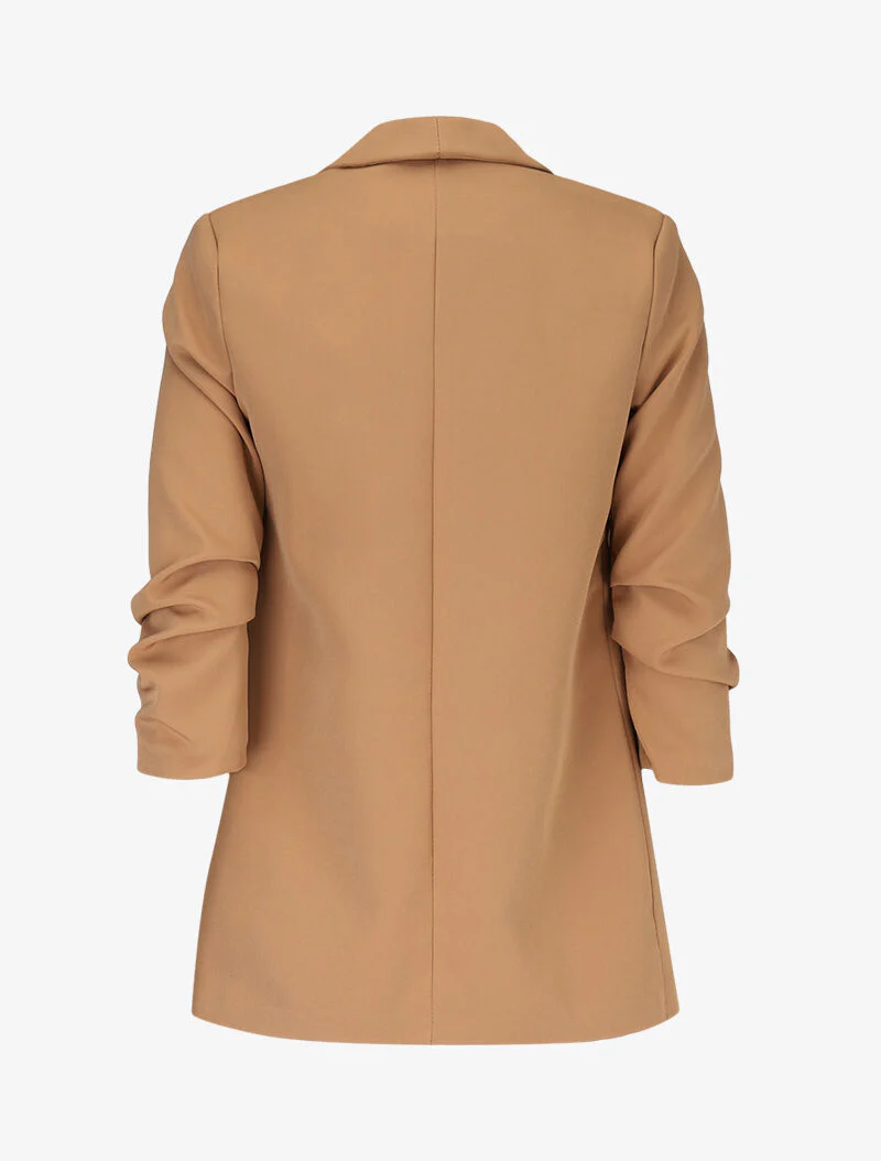 Open blazer met gepleisterde mouwen - Kameel - Image 2