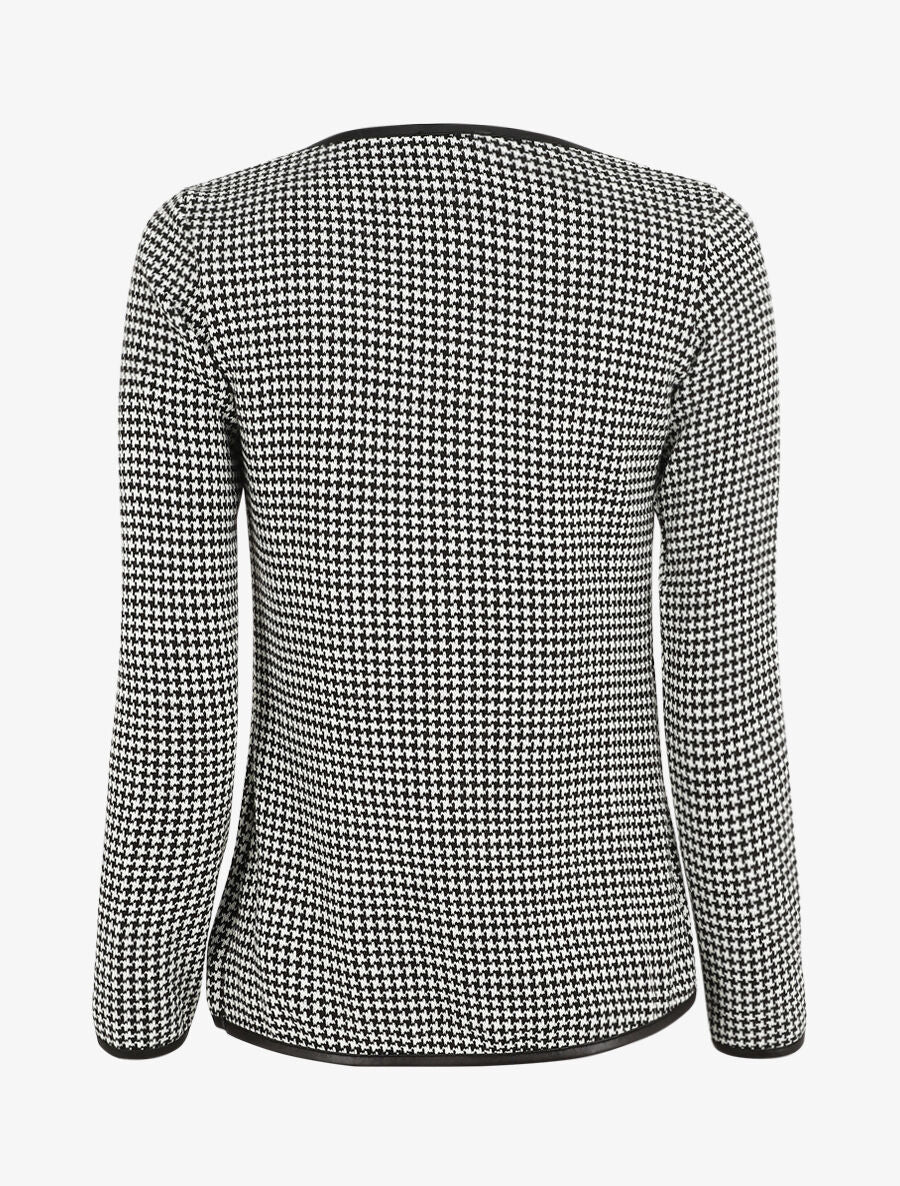 Open gilet met visgraat print - Wit - Image 2