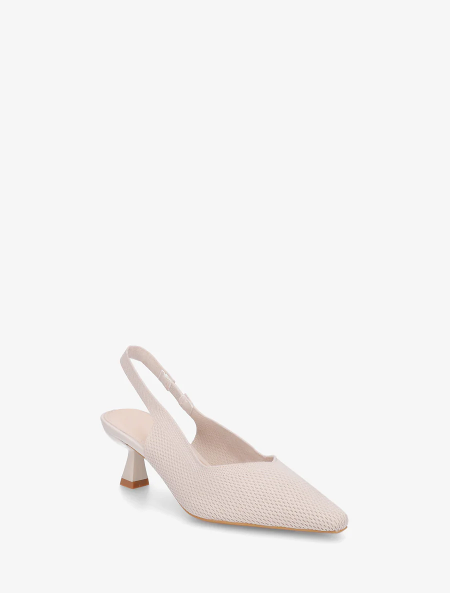 Open hiel pumps van stof - Beige - Image 2