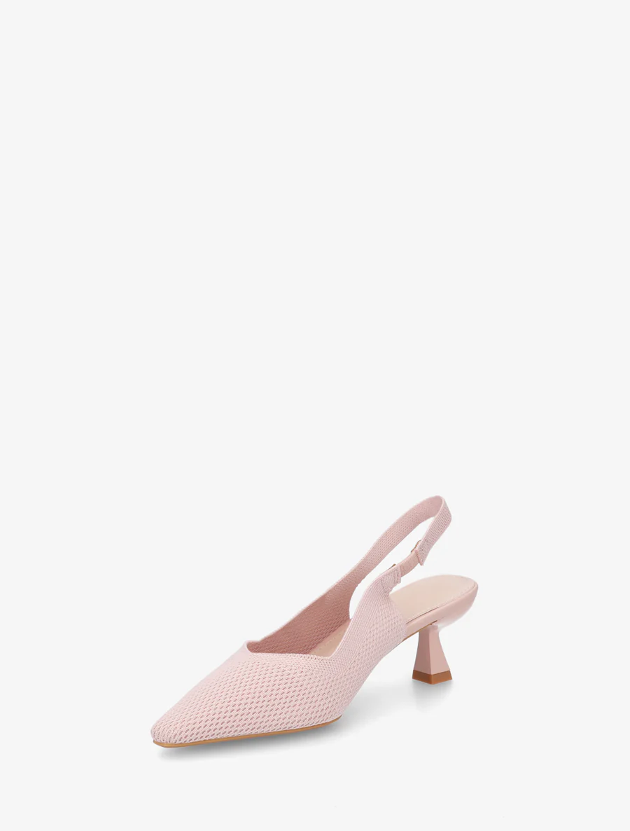Open hiel pumps van stof - Roos - Image 3