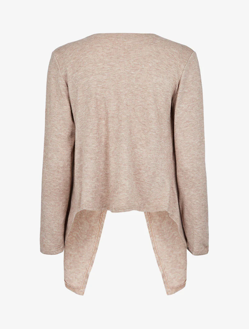 Open vest met sjaalkraag - Beige - Image 3