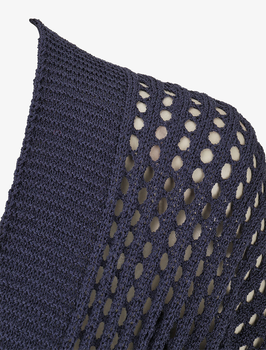 Opengewerkt vest met stropdas - Marineblauw - Image 3