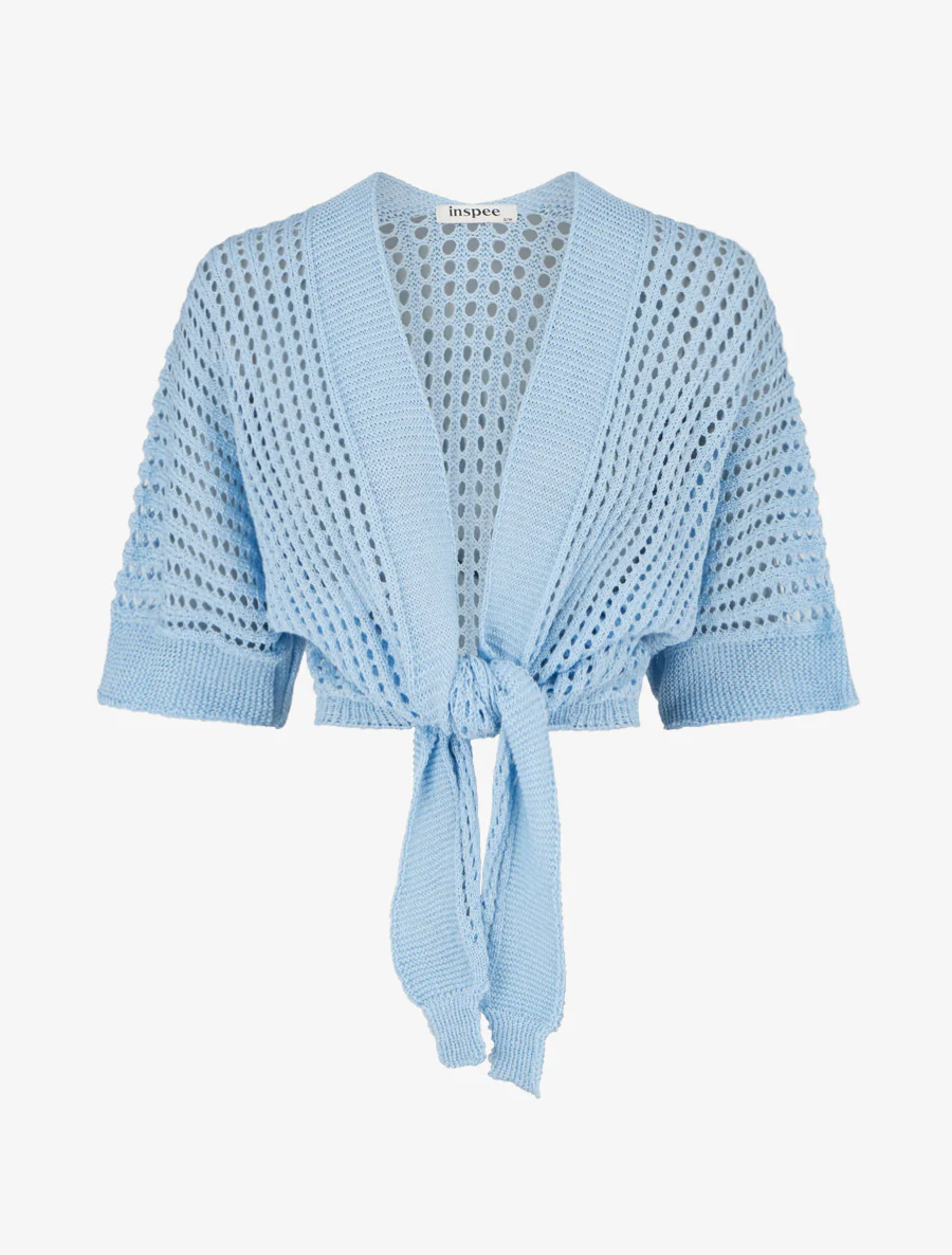 Opengewerkt vest om te knopen - Blauw