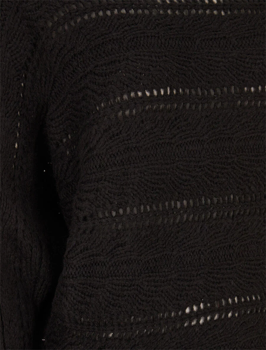 Opengewerkte dolman-trui - Zwart - Image 3