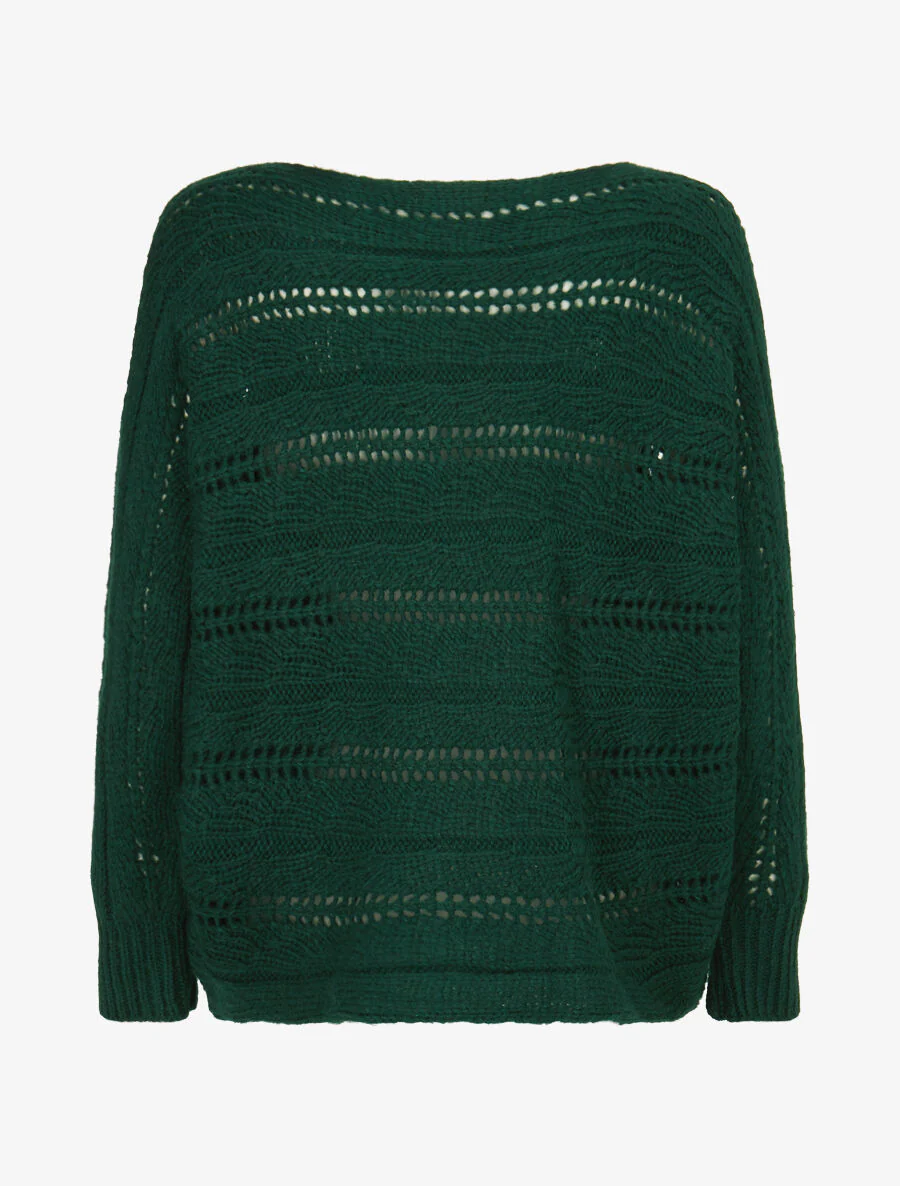 Opengewerkte dolman-trui - groen - Image 2