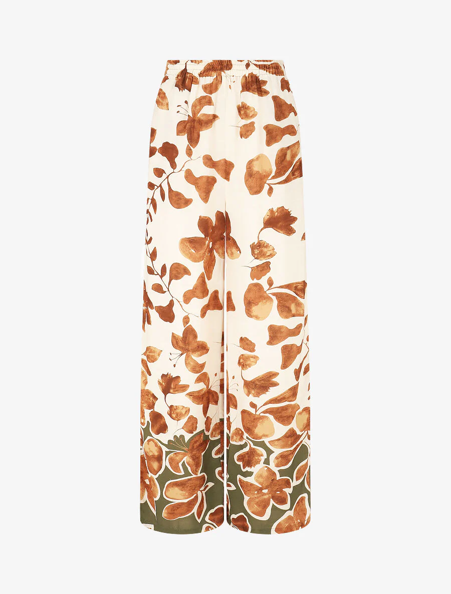 Overhemd en broek met bloemen print - Bruin - Image 6