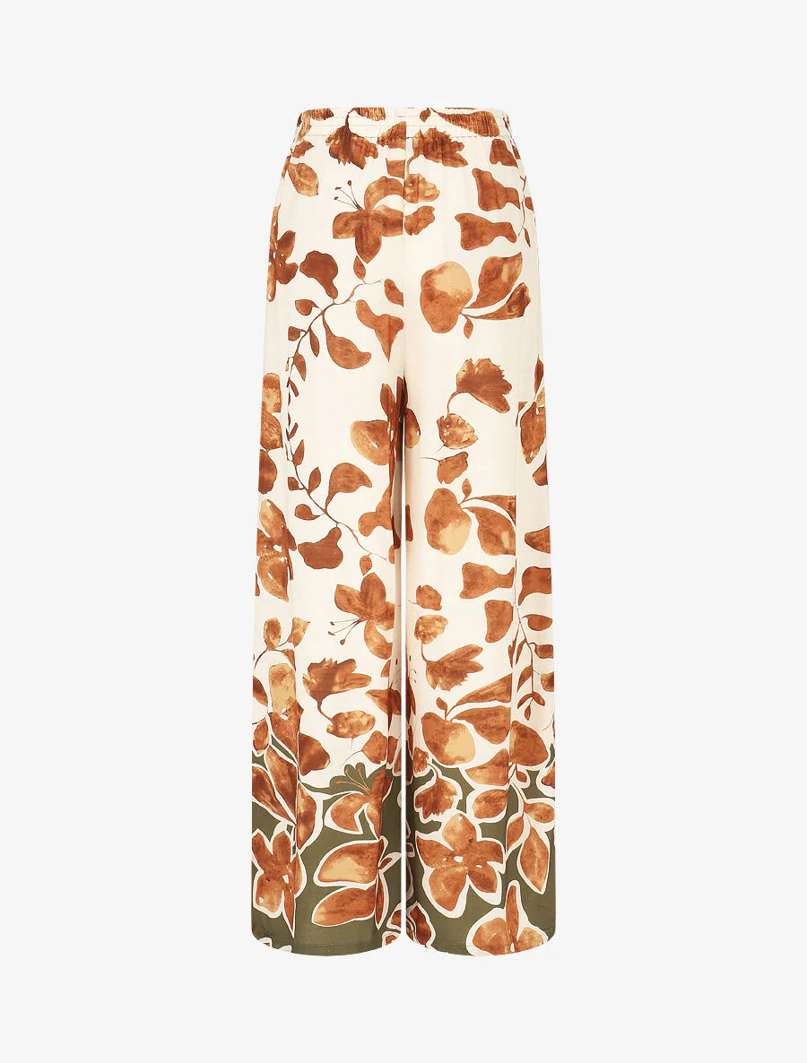 Overhemd en broek met bloemen print - Bruin - Image 7