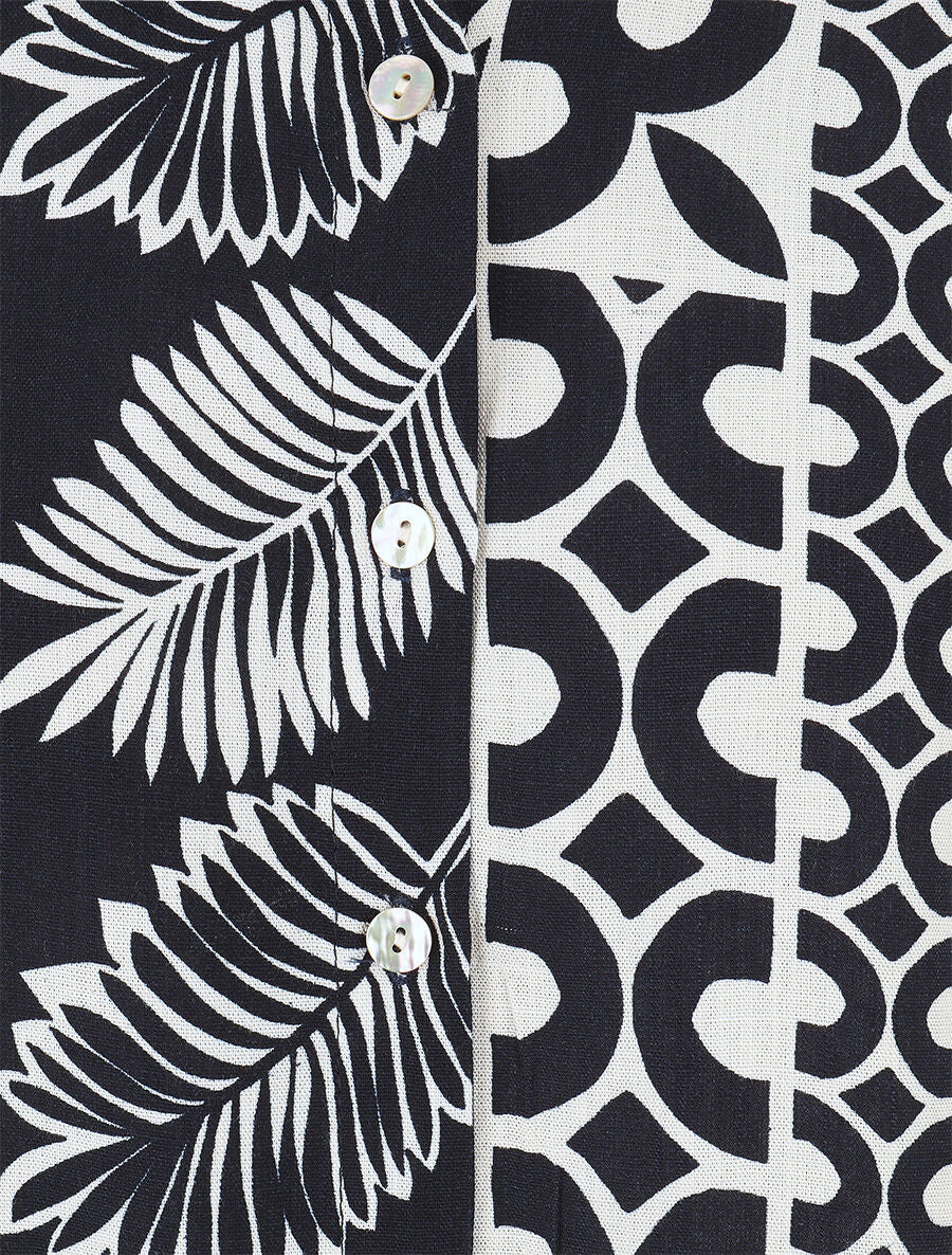 Overhemd en broek met tropische print - Donkerblauw - Image 5
