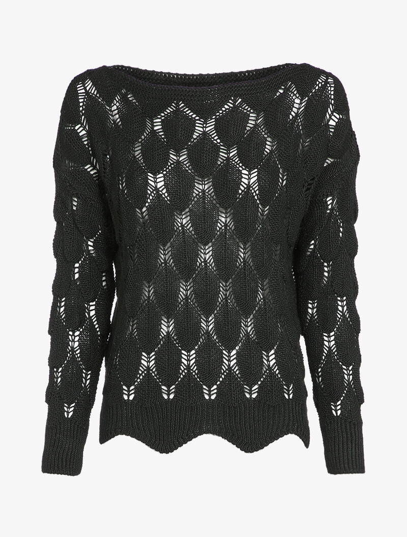 Oversized gehaakte trui - Zwart