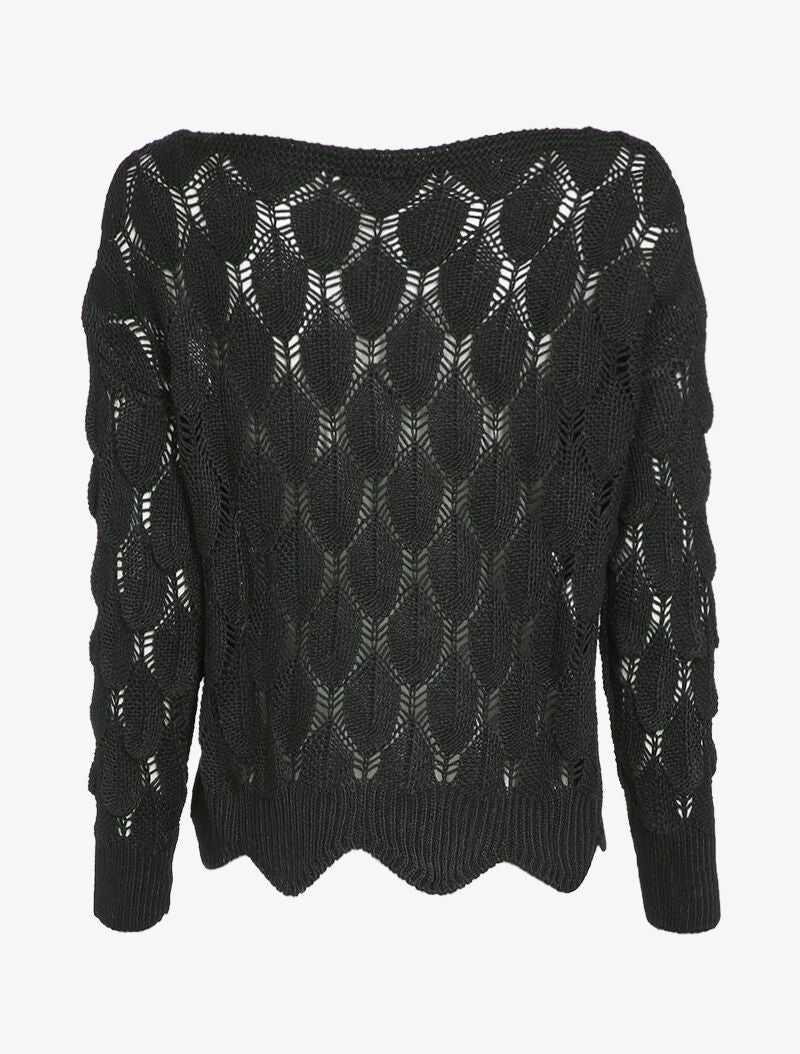 Oversized gehaakte trui - Zwart - Image 2