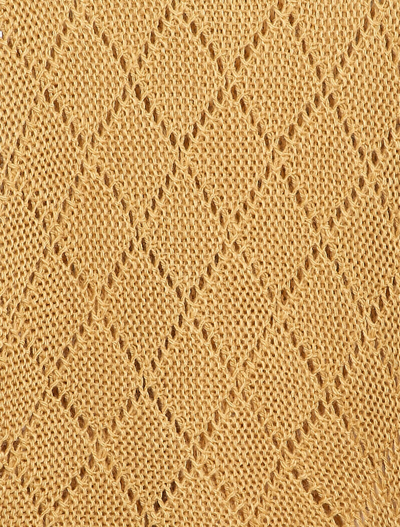 Oversized trui in opengewerkte brei met dolmanmouwen - Camel - Image 3