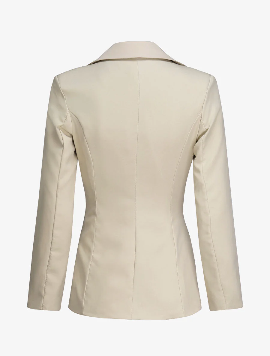 Oversized eenkleurige blazer - Beige - Image 2