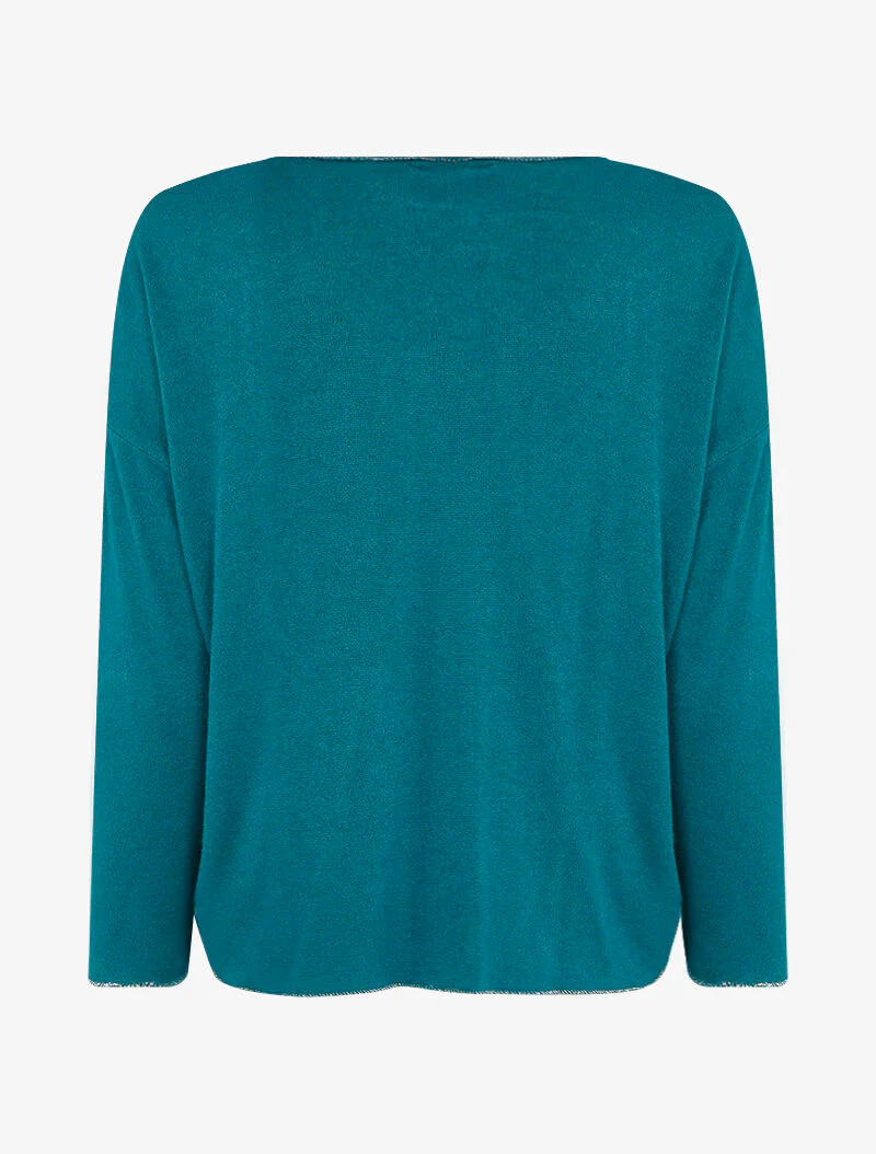 Oversized trui versierd met strass - Blauw - Image 2