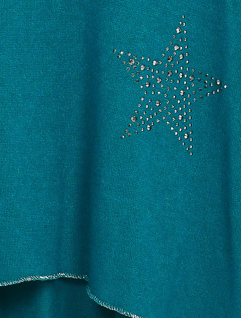 Oversized trui versierd met strass - Blauw - Image 3